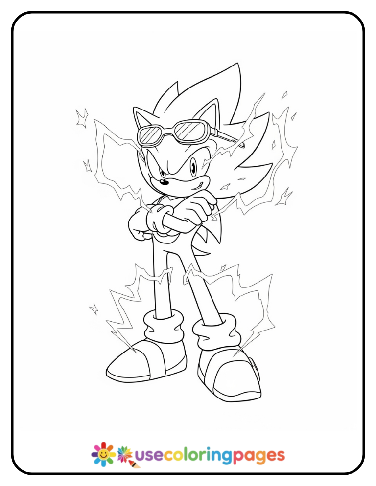 Super Sonic Power Pose Coloring Page