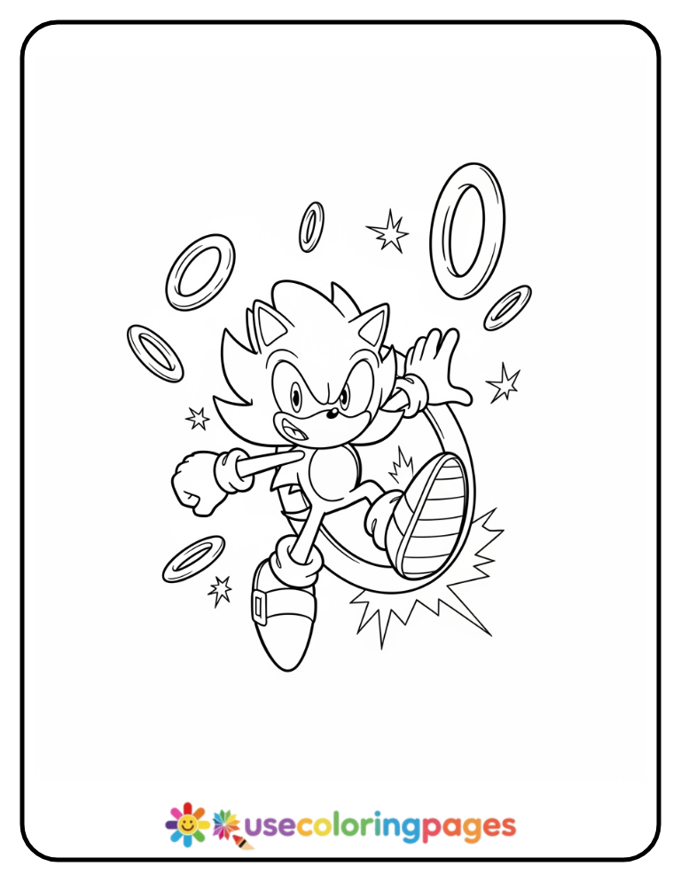 Super Sonic Ring Collector Coloring Page