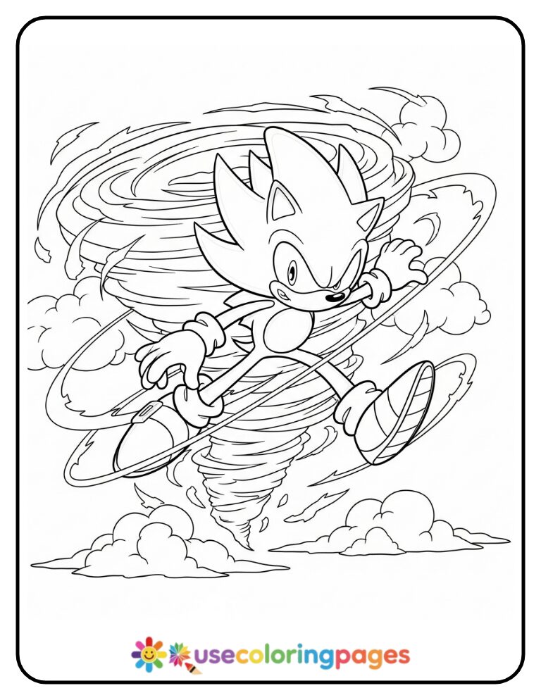 Super Sonic Sky Spin Attack Coloring Page