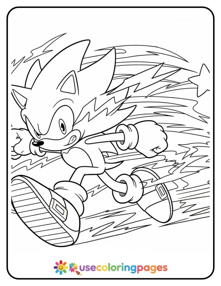 Super Sonic Speed Dash Coloring Page Printable