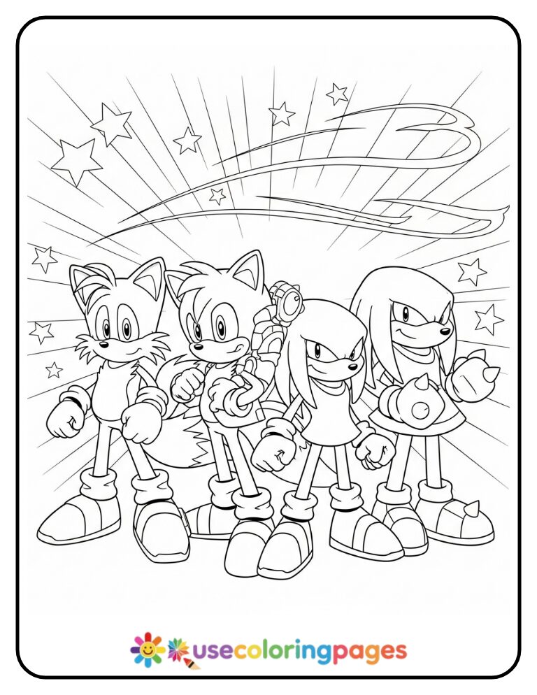 Team Sonic Assembles Coloring Page