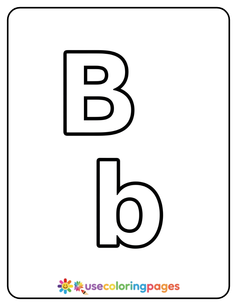 Uppercase and Lowercase B Coloring Page