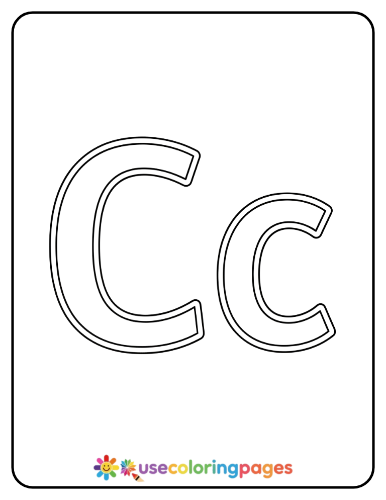 Uppercase and Lowercase C Coloring Page