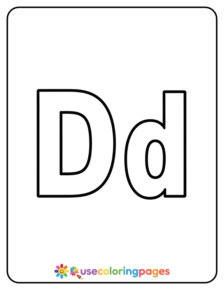Uppercase and Lowercase D Coloring Page