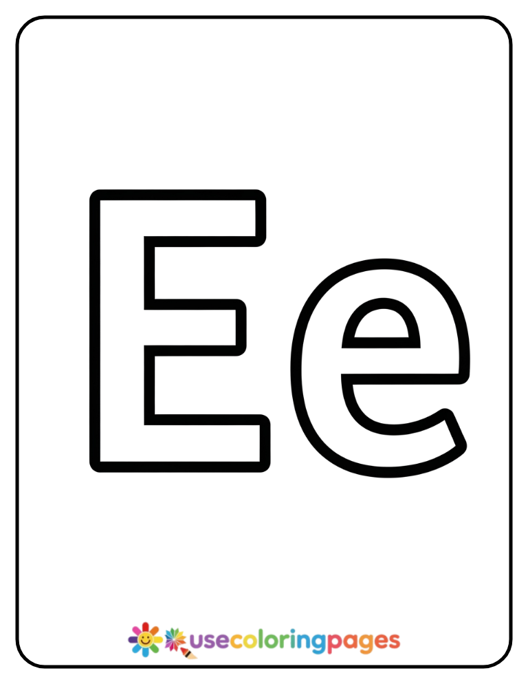 Uppercase and Lowercase E Coloring Page