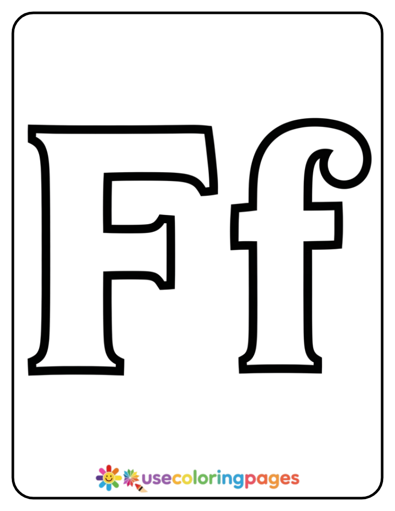 Uppercase and Lowercase F Coloring Page