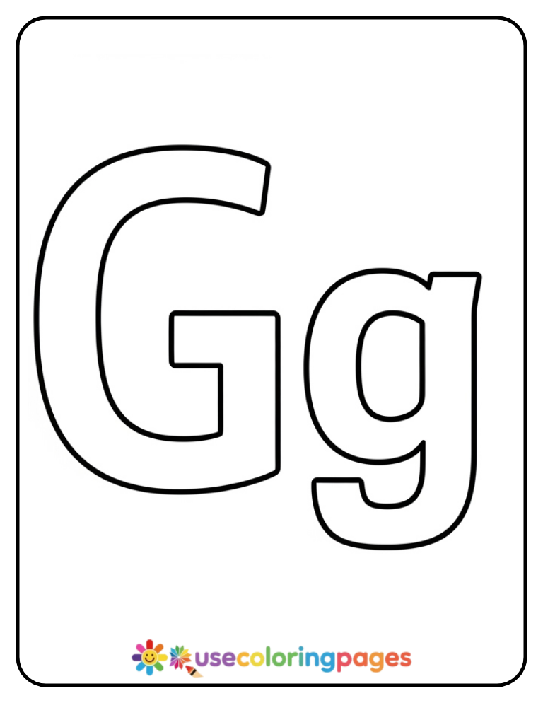 Uppercase and Lowercase G Coloring Page