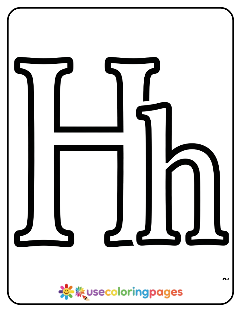 Uppercase and Lowercase H Coloring Page
