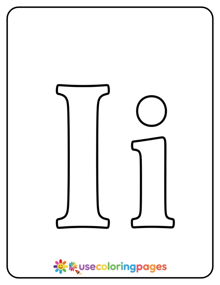 Uppercase and Lowercase I Coloring Page