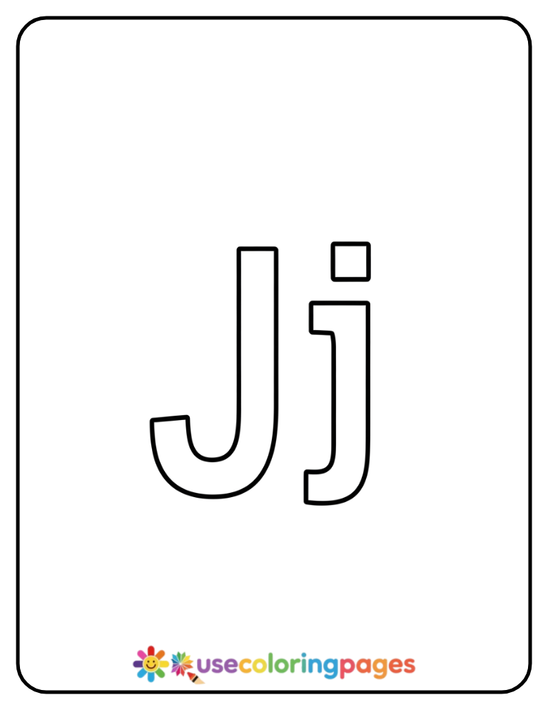 Uppercase and Lowercase J Coloring Page