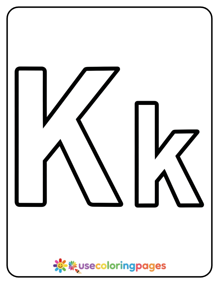 Uppercase and Lowercase K Coloring Page