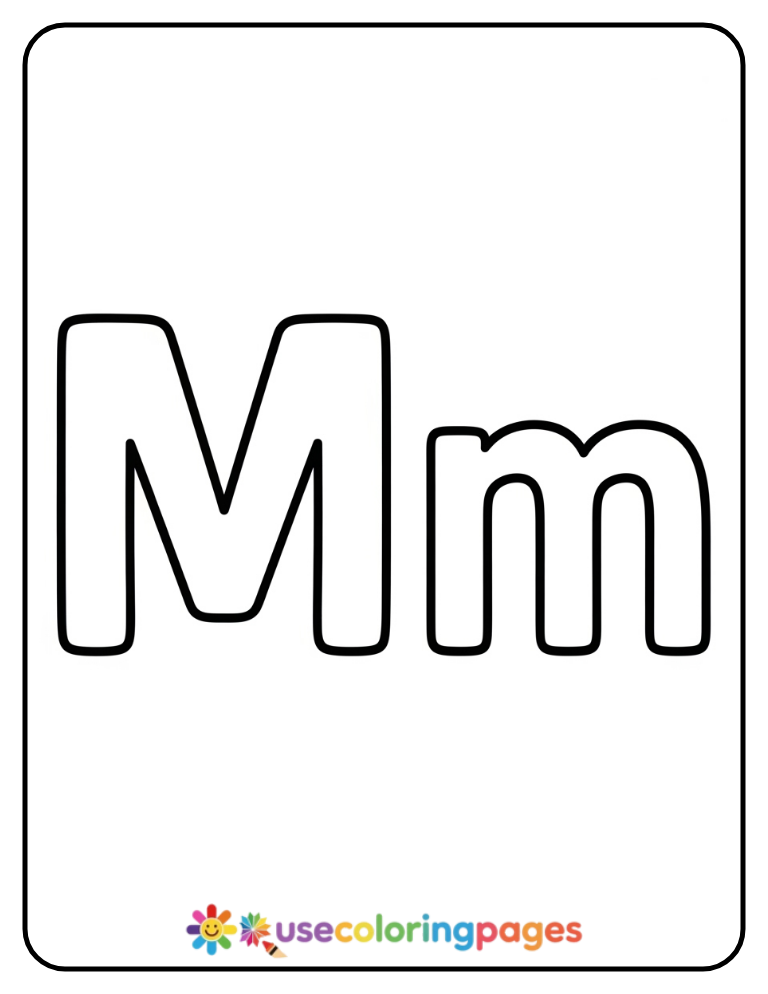 Uppercase and Lowercase M Coloring Page