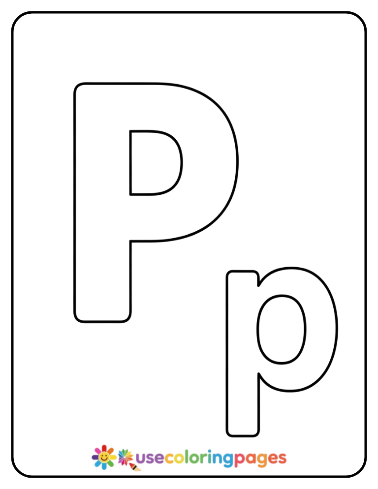 Uppercase and Lowercase P Coloring Page