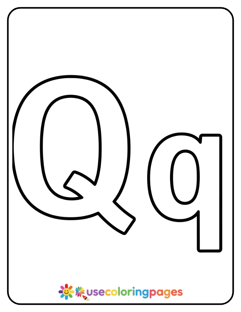 Uppercase and Lowercase Q Coloring Page