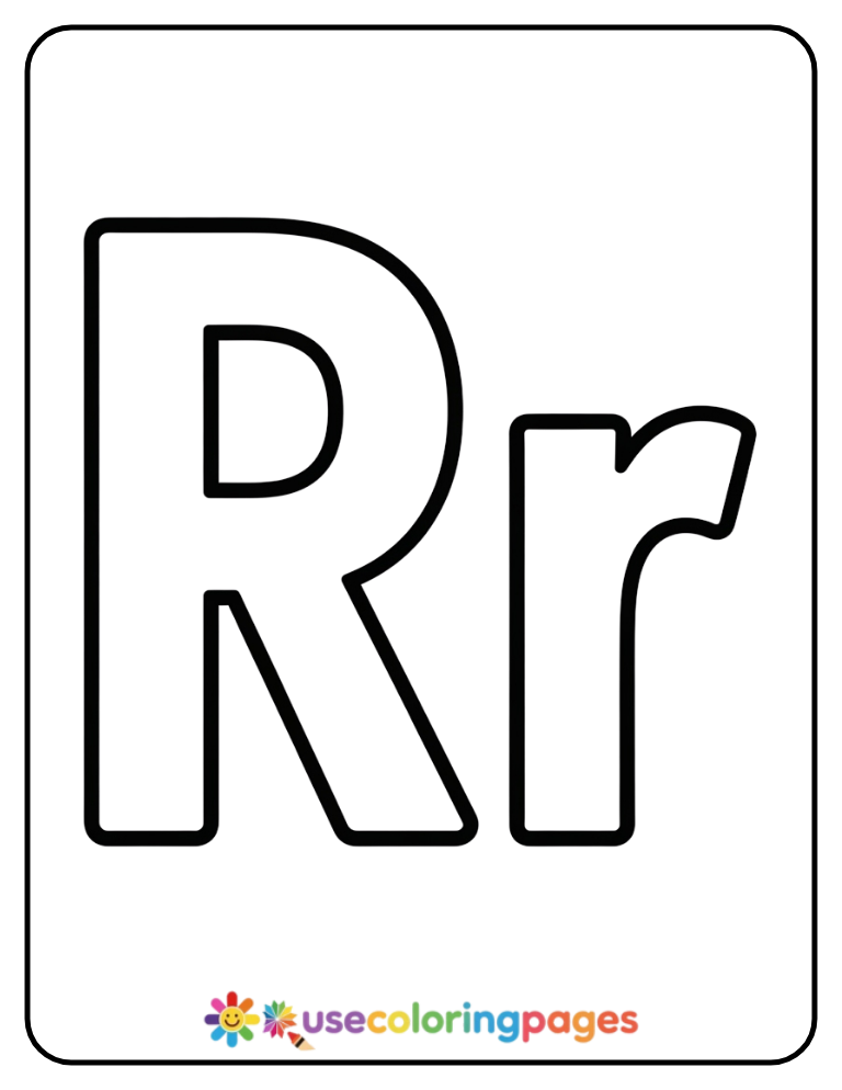 Uppercase and Lowercase R Coloring Page