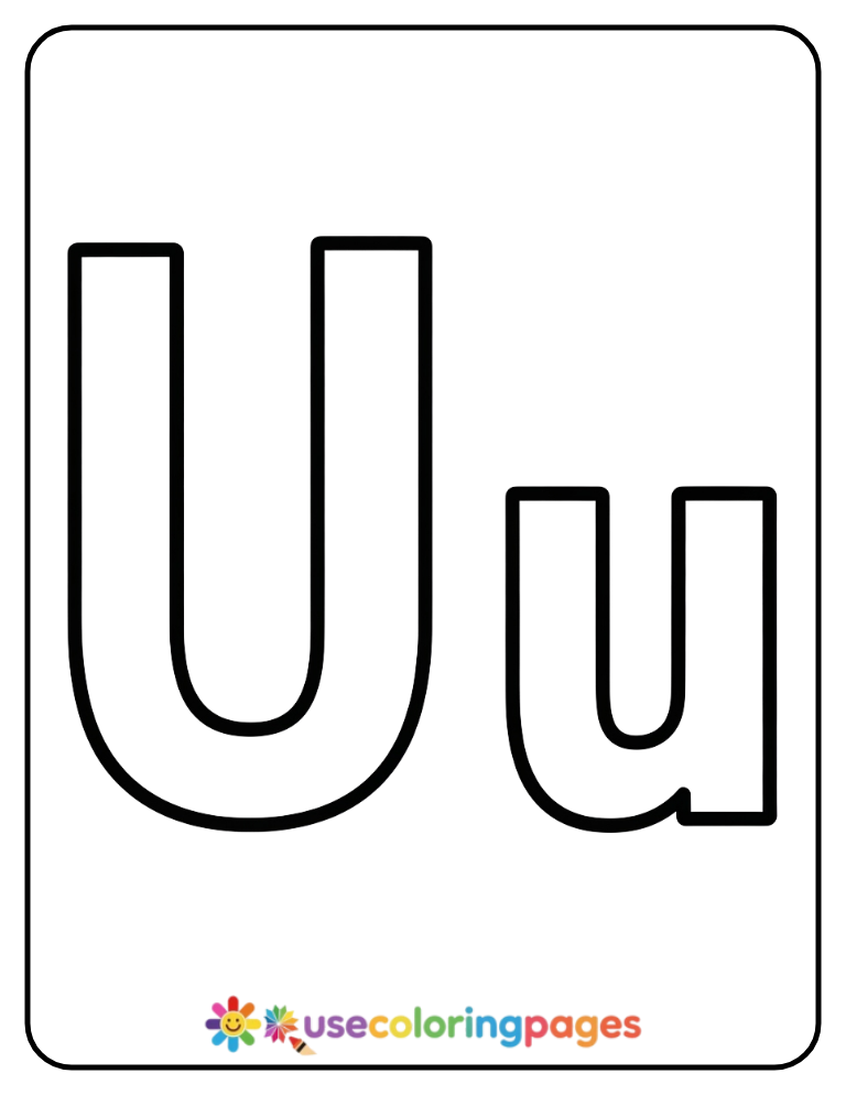 Uppercase and Lowercase U Coloring Page