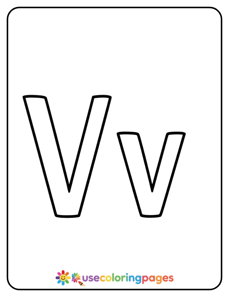 Uppercase and Lowercase V Coloring Page