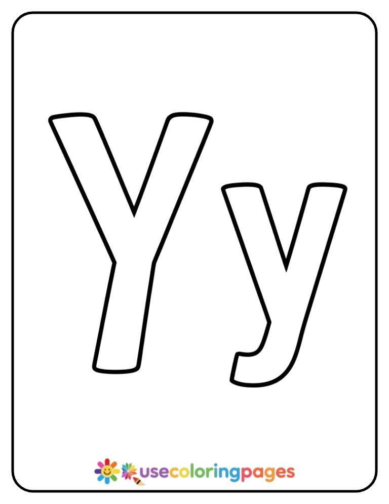 Uppercase and Lowercase Y Coloring Page
