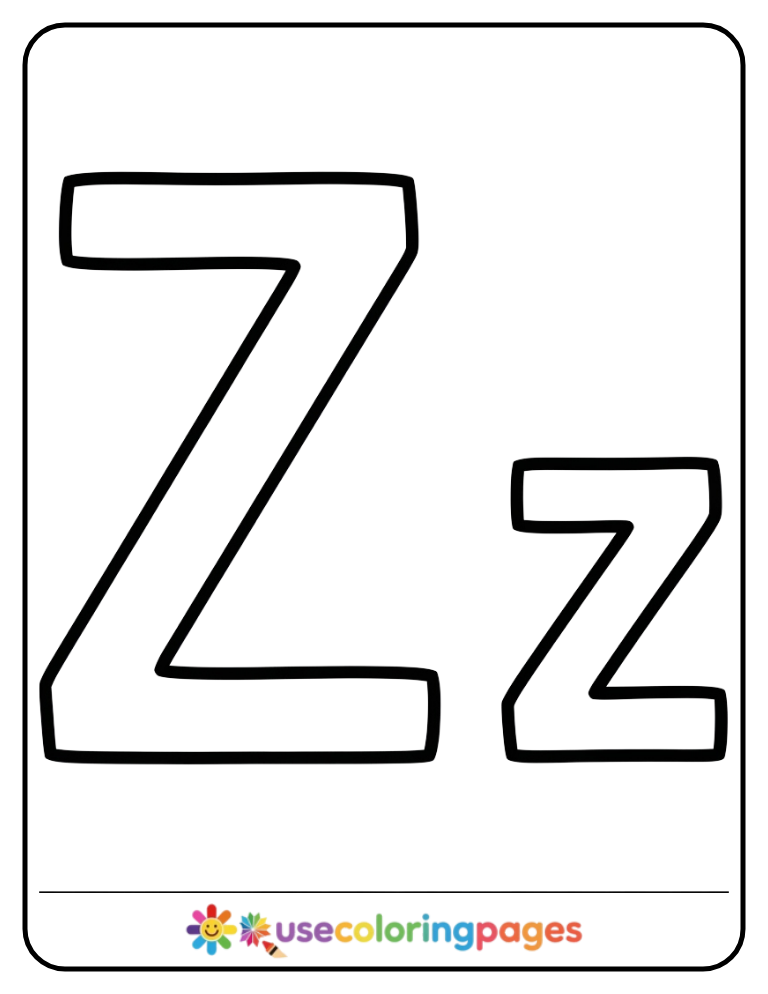 Uppercase and Lowercase Z Coloring Page