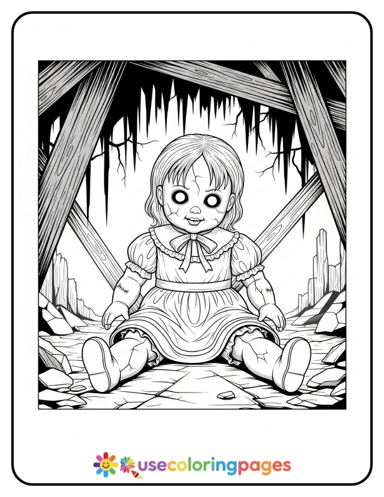 Abandoned Doll Ruins Coloring Page Printable