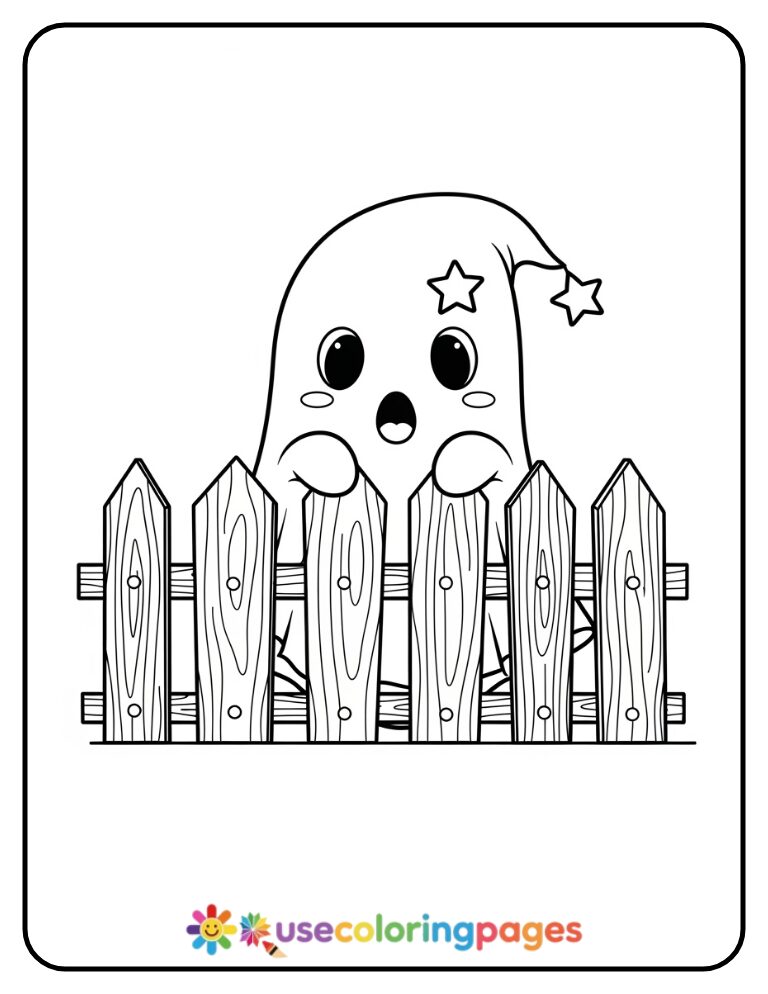 Baby Ghost Peek Coloring Page Printable