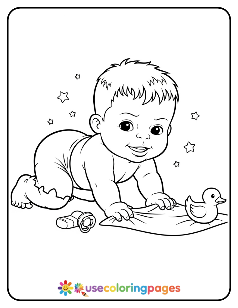 Baby Hulk Crawling With Blanket Coloring Page For Toddlers