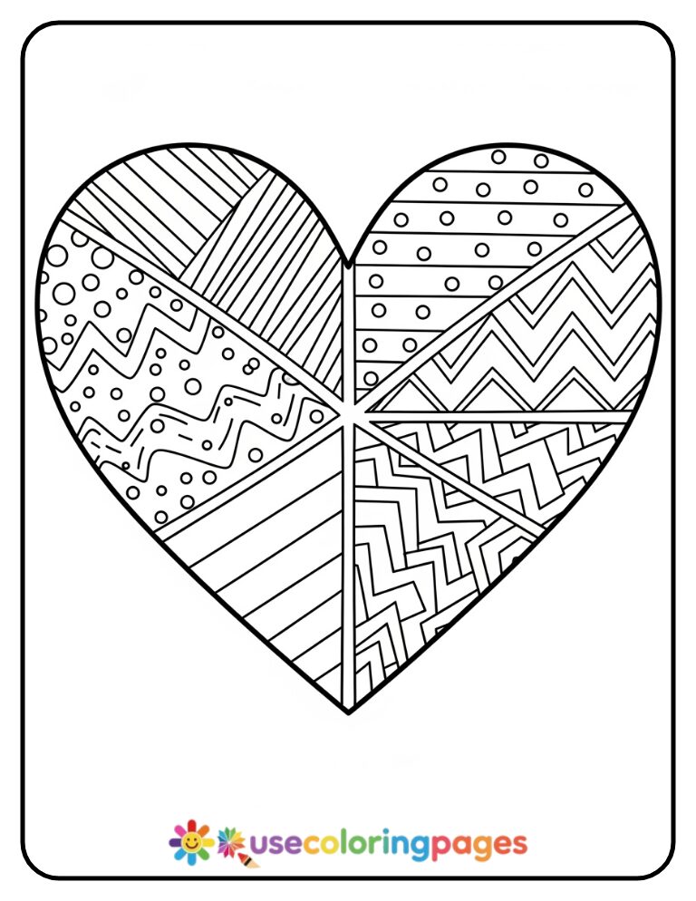Basic Patterned Heart Coloring Page