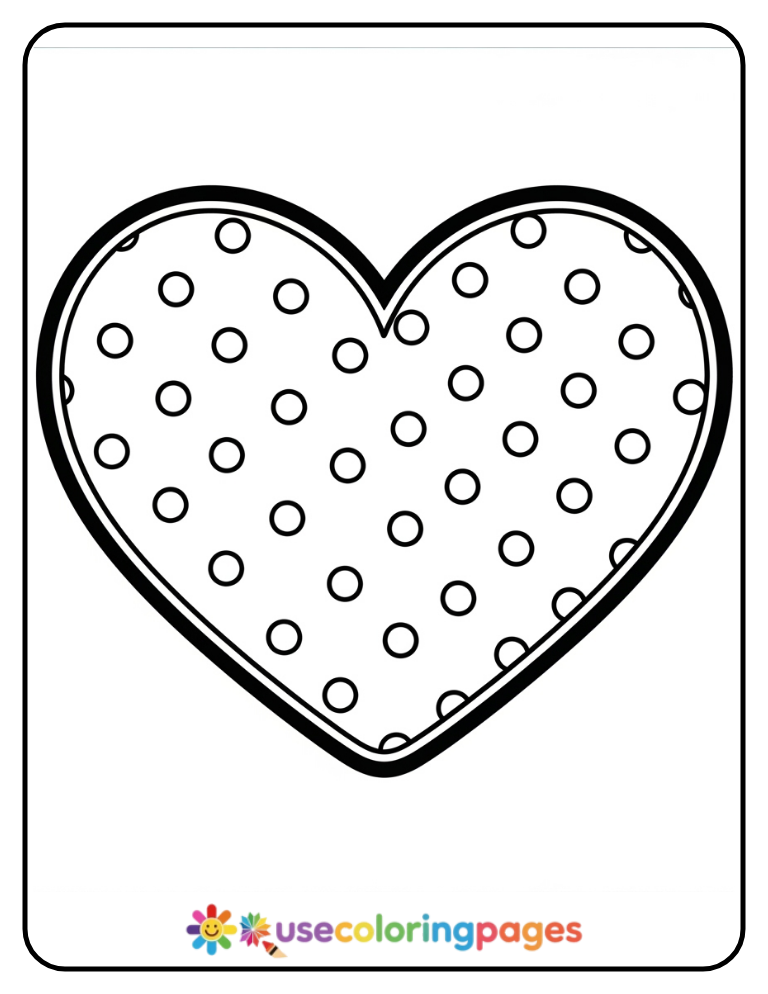 Big Heart With Polka Dots Coloring Page