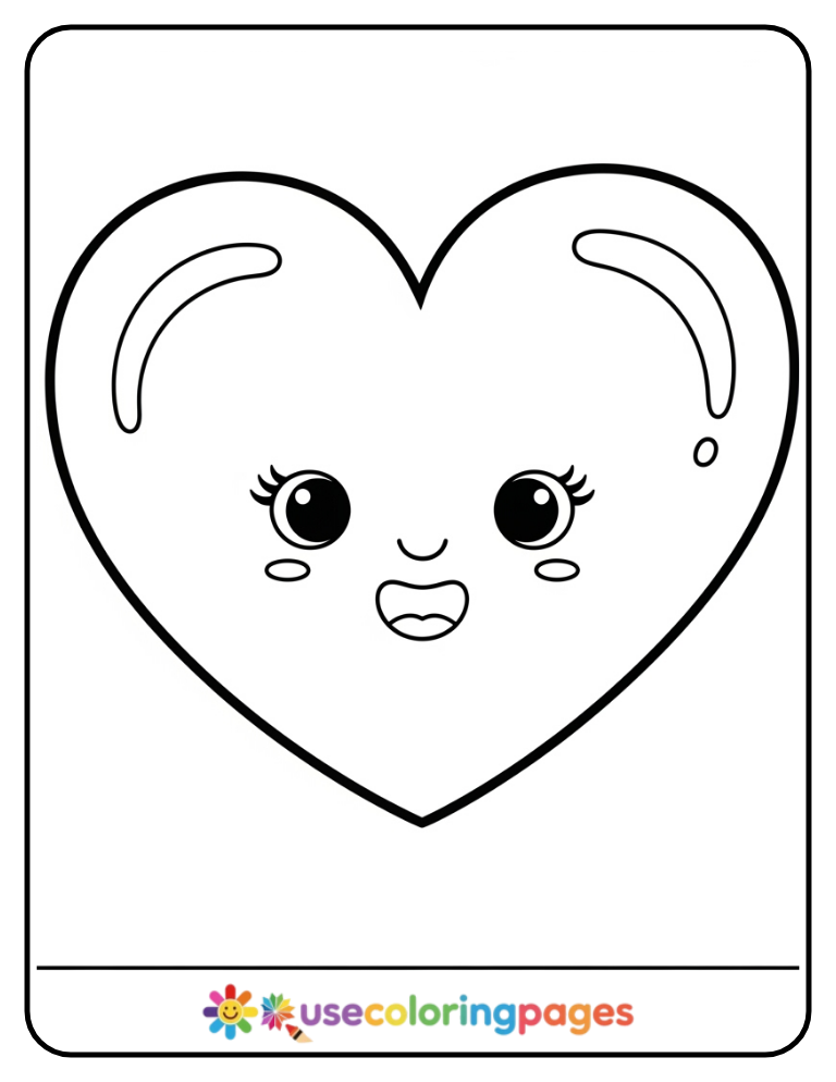 Big Smiling Heart Coloring Page