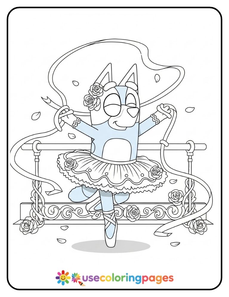 Bluey Ballet Tutu Coloring Page