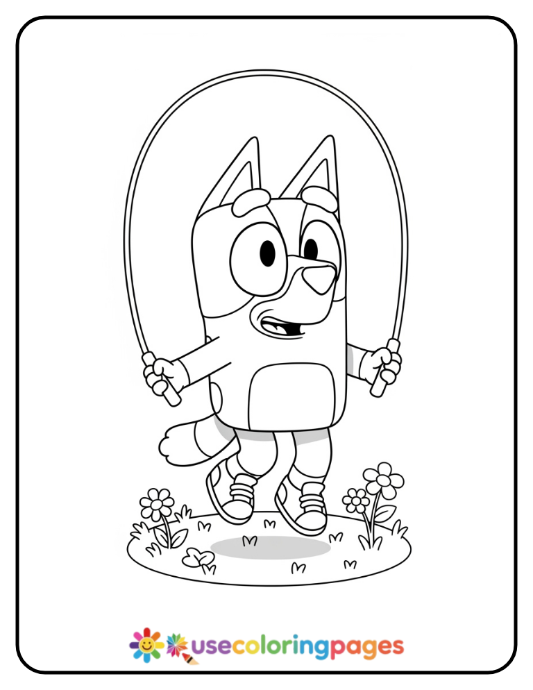Bluey Jumping Rope Coloring Page Printable