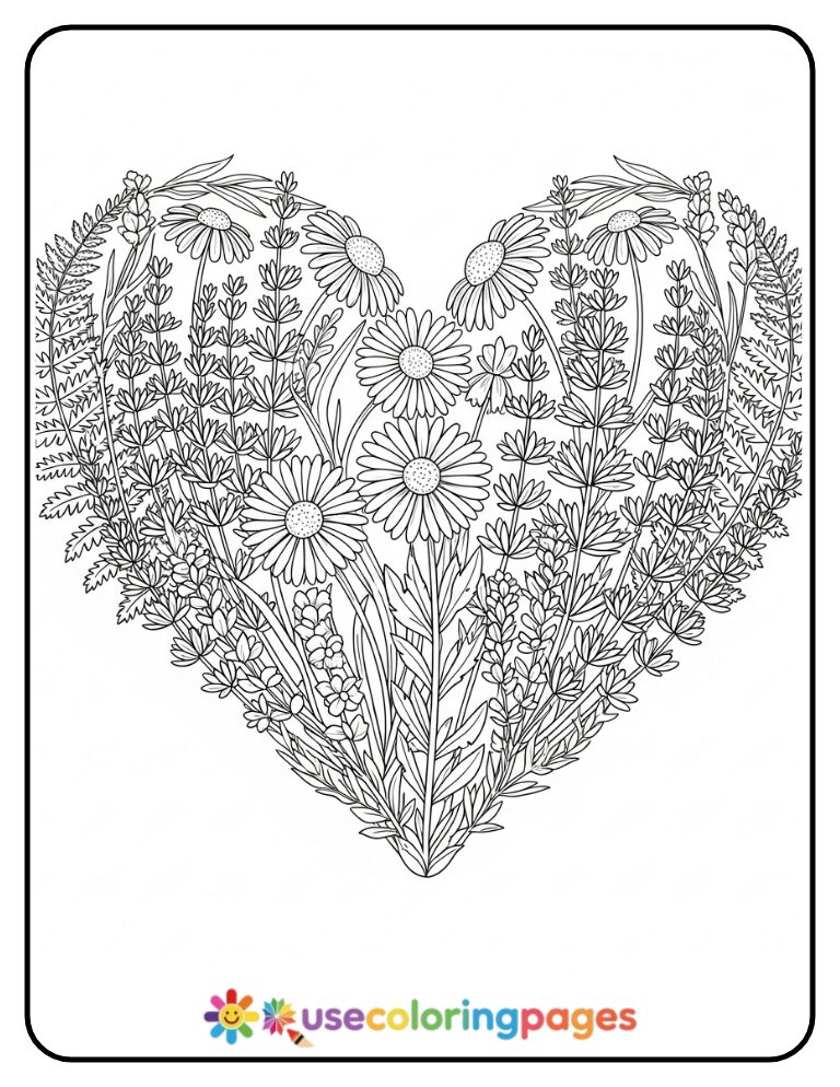 Botanical-Heart-Garden-Scene-Coloring-Page