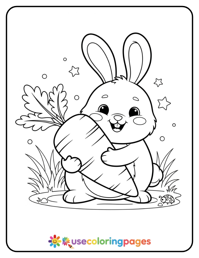 Bunny Sitting on a Swing Coloring Page For Kids