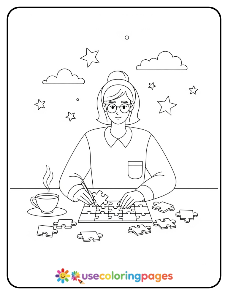 Calming Puzzle Solving Coloring Page Printable