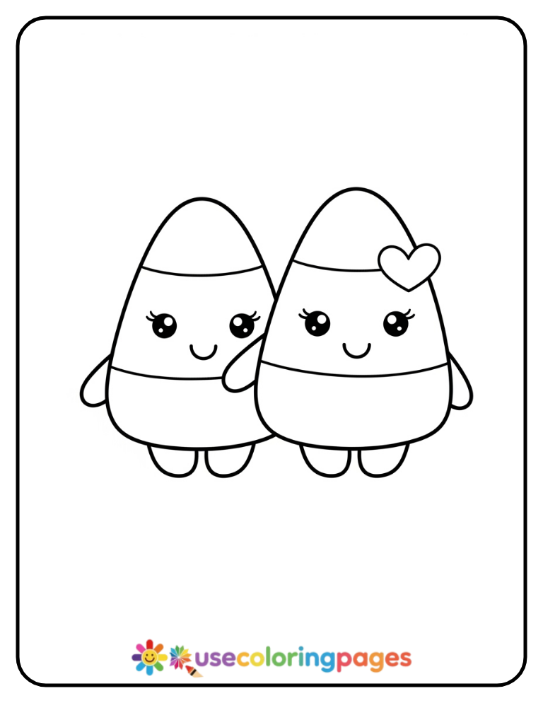 Candy Corn Pair Coloring Page Printable