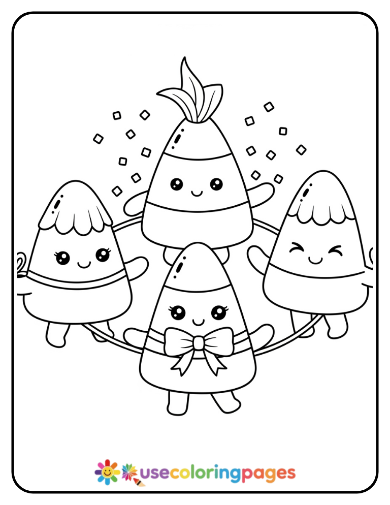 Candy Corn Trio Dance Coloring Page Printable