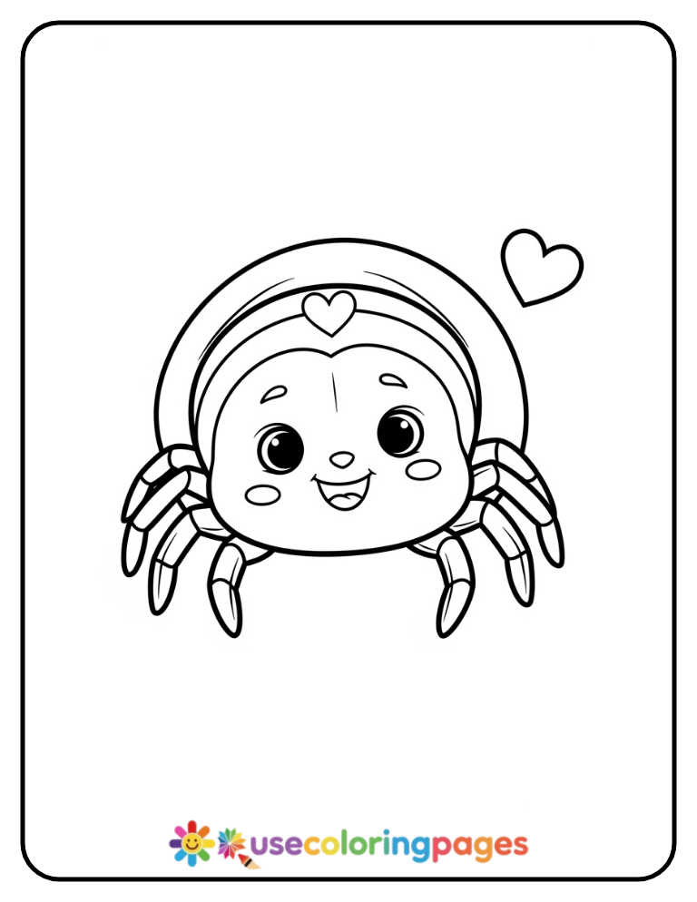 Cute Spider Crawl Coloring Page Printable
