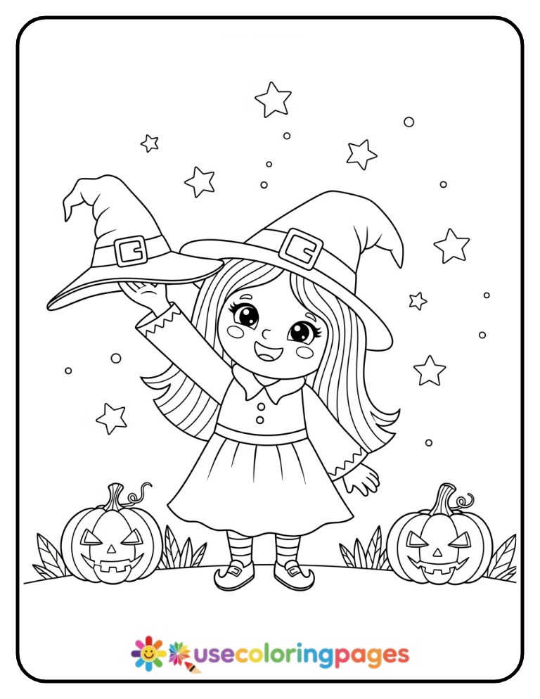 Easy Black Cat StretEasy Witch Hat Hold Coloring Page Printablech Coloring Page Printable