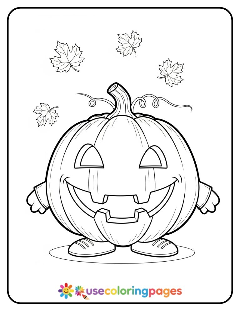 Easy Pumpkin Smiling Coloring Page Printable (1)