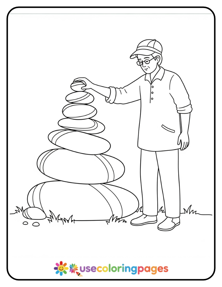 Easy Rock Stacking Coloring Page Printable