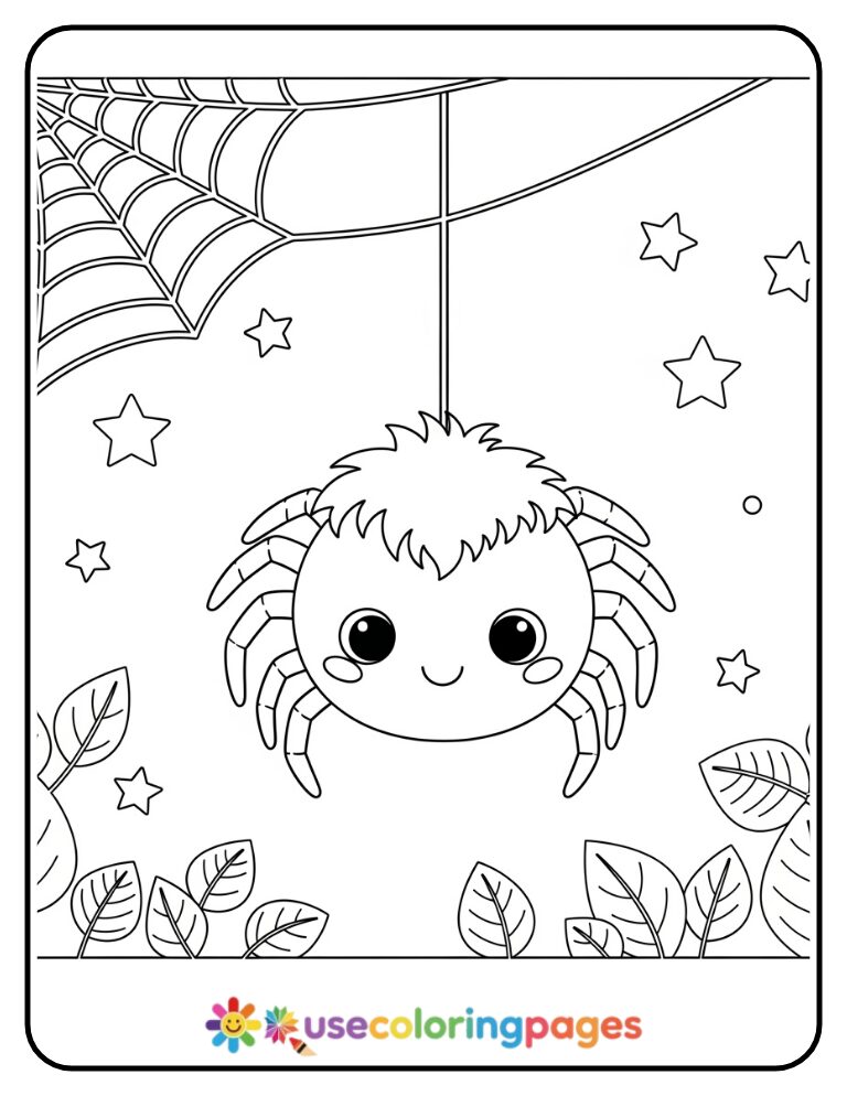 Easy Spider Web Corner Coloring Page Printable