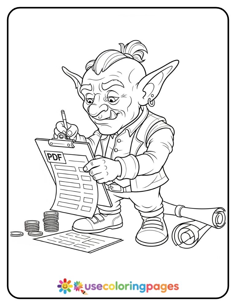 Goblin Ledger Review Coloring Page Printable