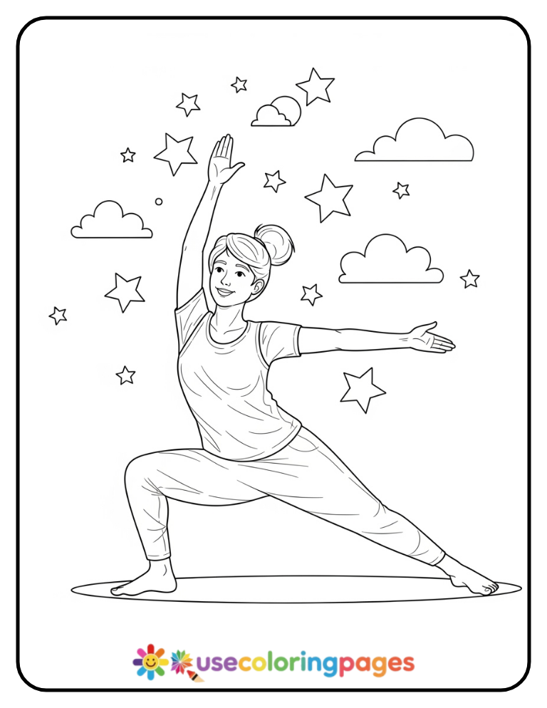 Goofy Yoga Pose Coloring Page Printable