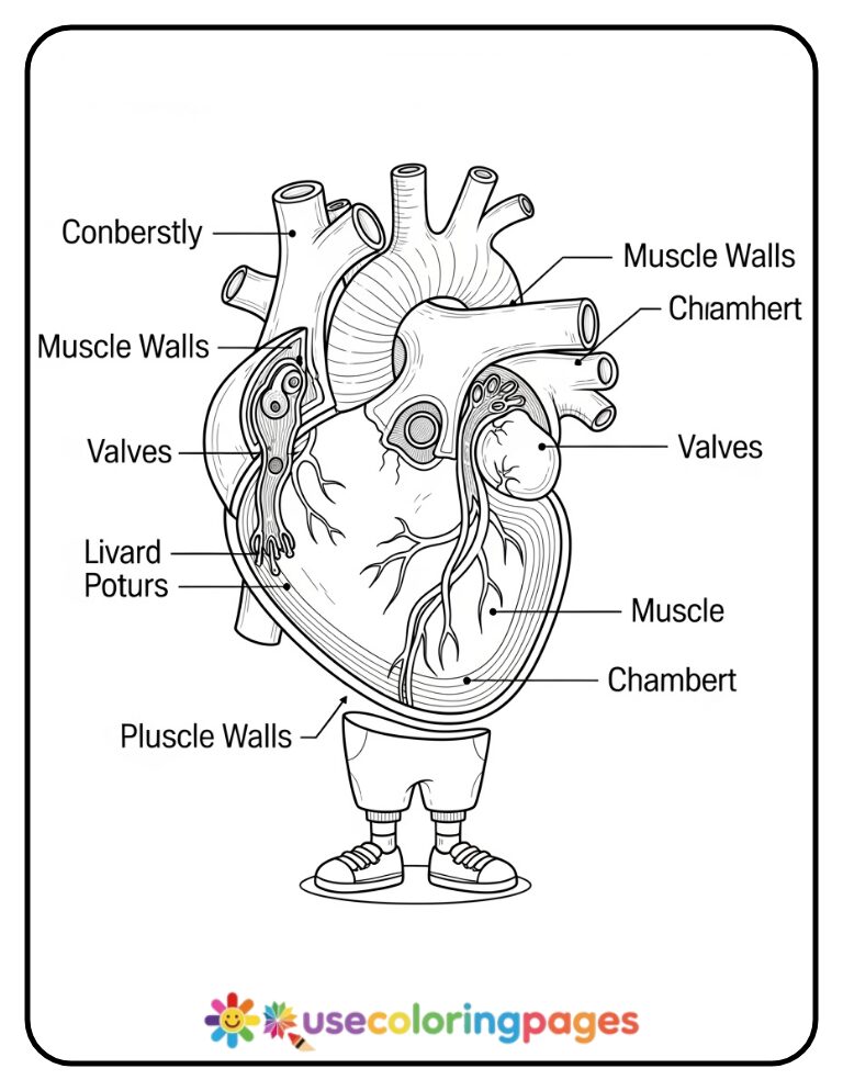 Heart Dissected Layers Coloring Page For Learning