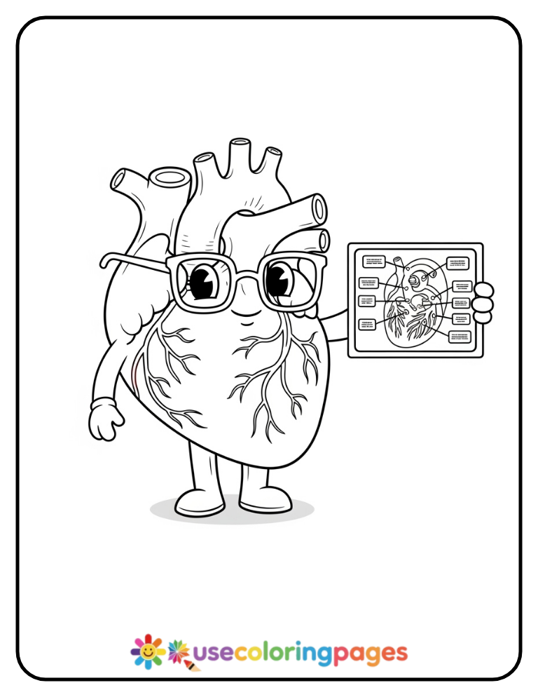 Heart Holding X Ray Coloring Page For Kids