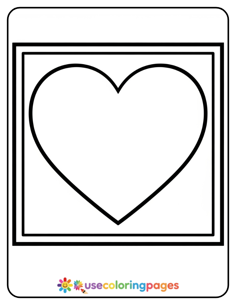 Heart Inside Square Frame Coloring Page