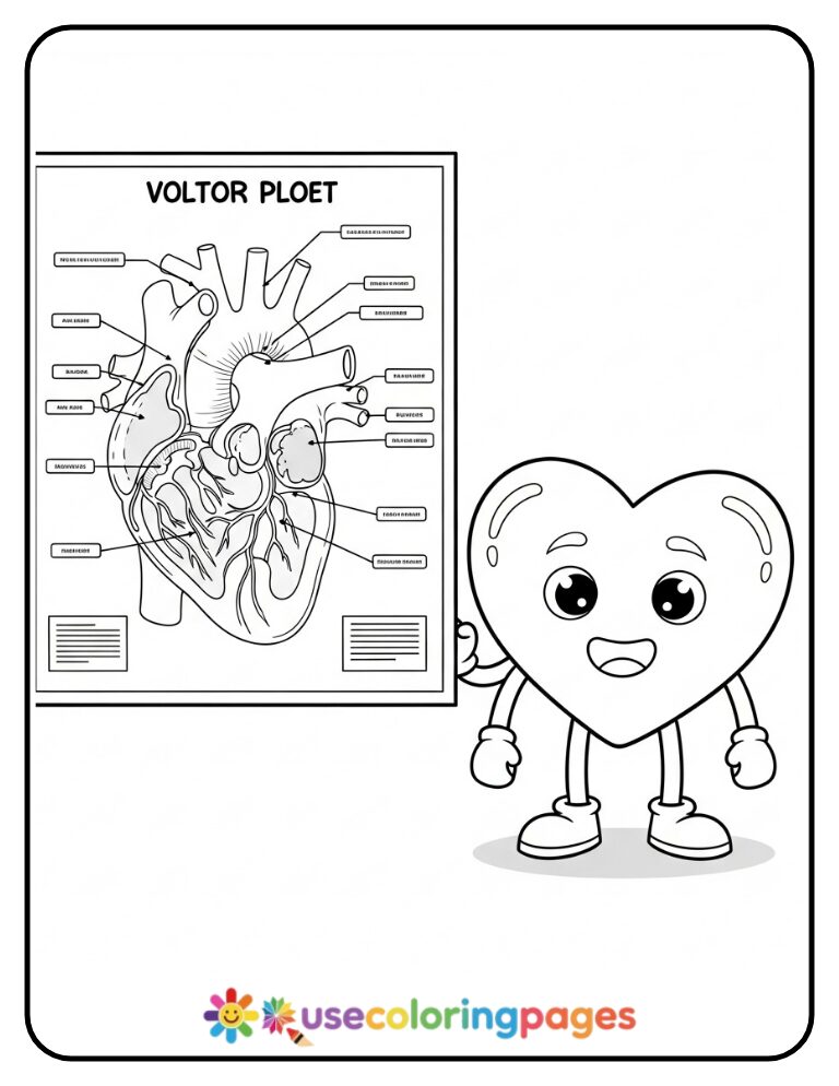 Heart With Diagram Poster Coloring Page Printable