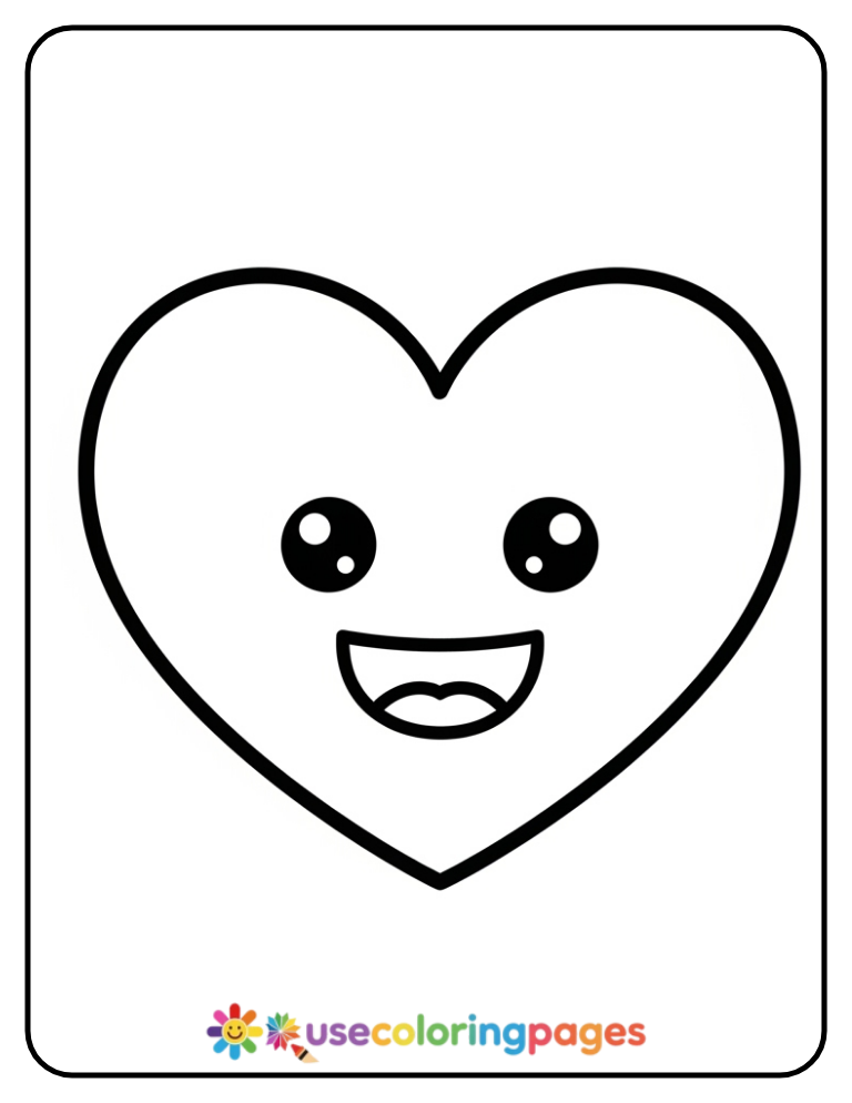 Heart With Smiley Face Coloring Page