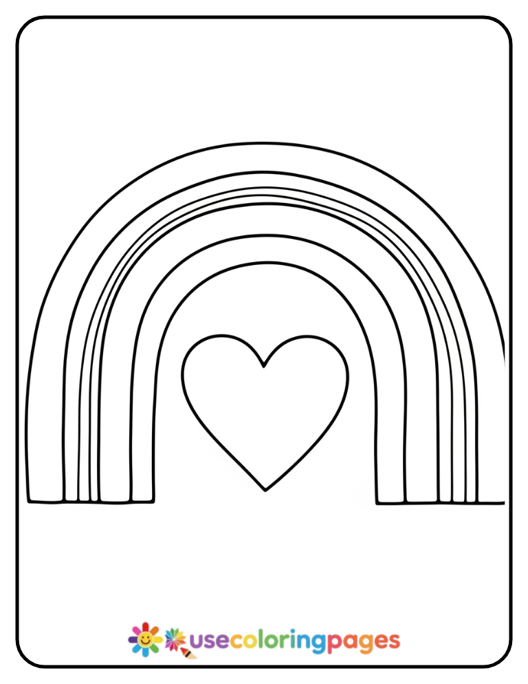 Heart and Rainbow Arches Coloring Page