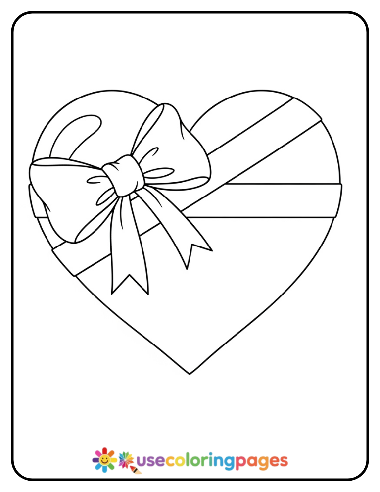 Heart with Simple Bow Coloring Page